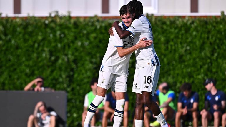 Riccio Lorenzo goal 1-1 - esultanza  con Idele Javison (dx) - Atalanta U23 vs Sondrio 30-07-2025 121