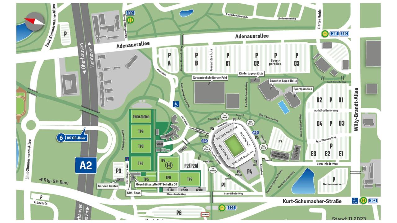 Mappa strade per raggiungere la Veltins-Arena