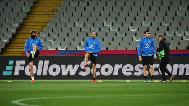 de ketelaere zappacosta kolasinac-during training session ahead of the UCL match between FC Barcelona - Atalanta_0103