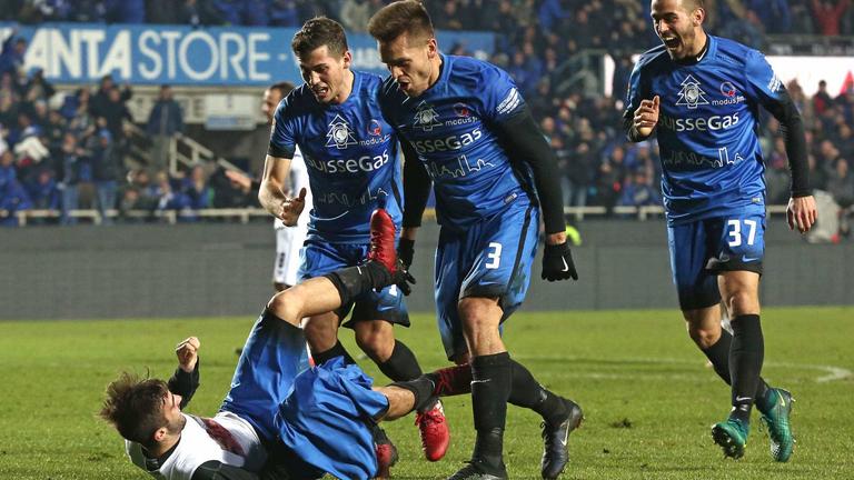 Atalanta-Empoli, D’Alessandro esultanza con Toloi, Freuler e Spinazzola