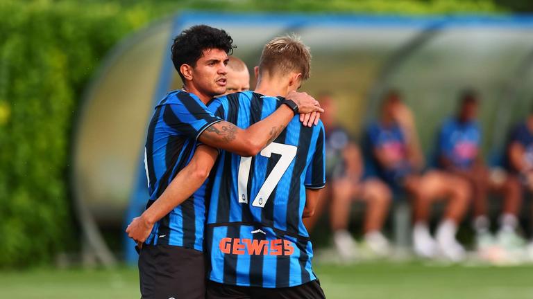 friendly match Atalanta-Monza 2025-26--dopogol de ketelaere charles con bellanova raoul