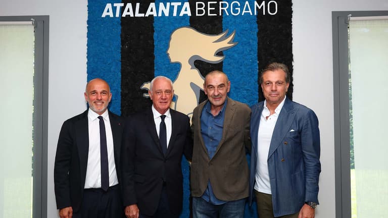 Atalanta - Luca Percassi, Antonio Percassi, Maurizio Sarri, Cristiano Giuntoli