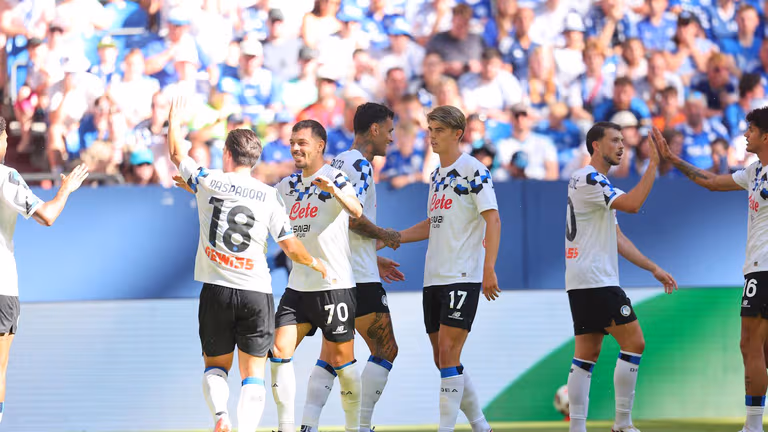 Esultanza dopo gol Scamacca | Amichevole Schalke 04-Atalanta | Gelsenkirchen Veltis Arena 08-08-2026JPG
