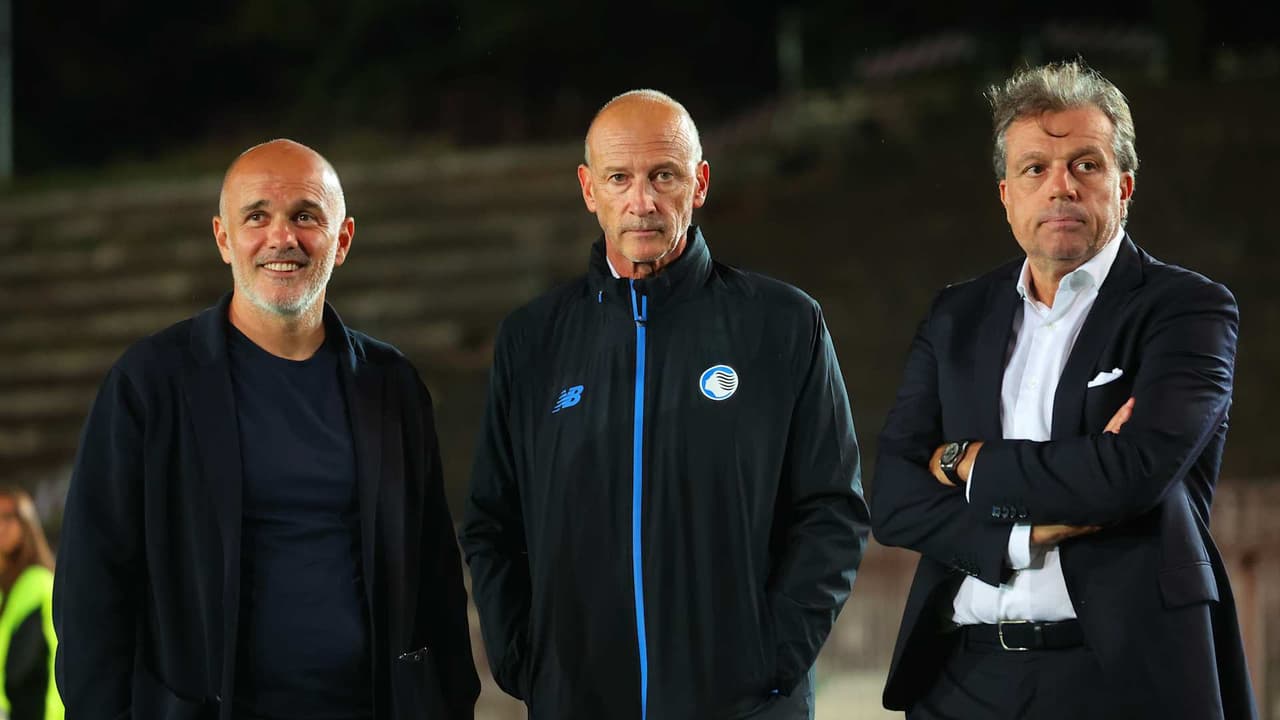 CEO Percassi, Sporting Director Giuntoli and Head of Academy Samaden after the Primavera Super Cup triumph