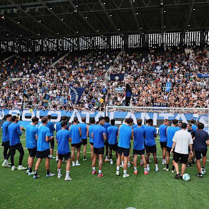 Allenamento allo stadio di Bergamo-squadra