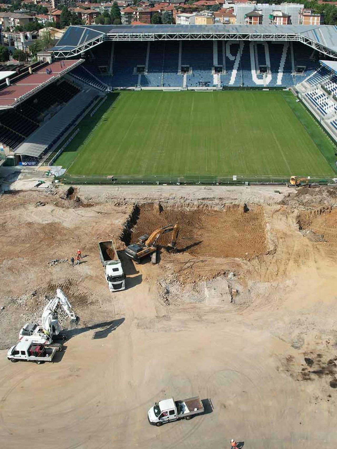 Gewiss Stadium: first excavation of the new Curva Sud Morosini