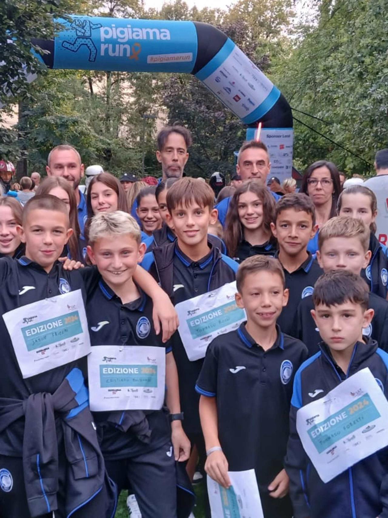 The Atalanta Academy at the "Pigiama Run" event