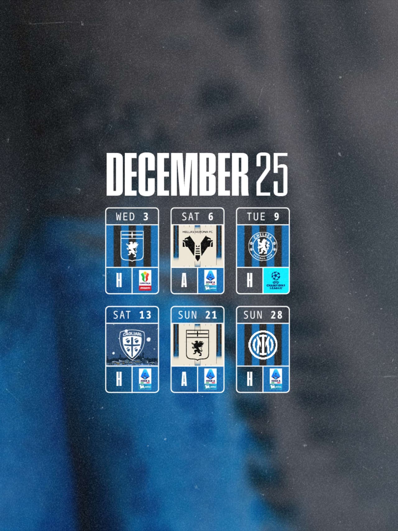 Our monthly schedule, December