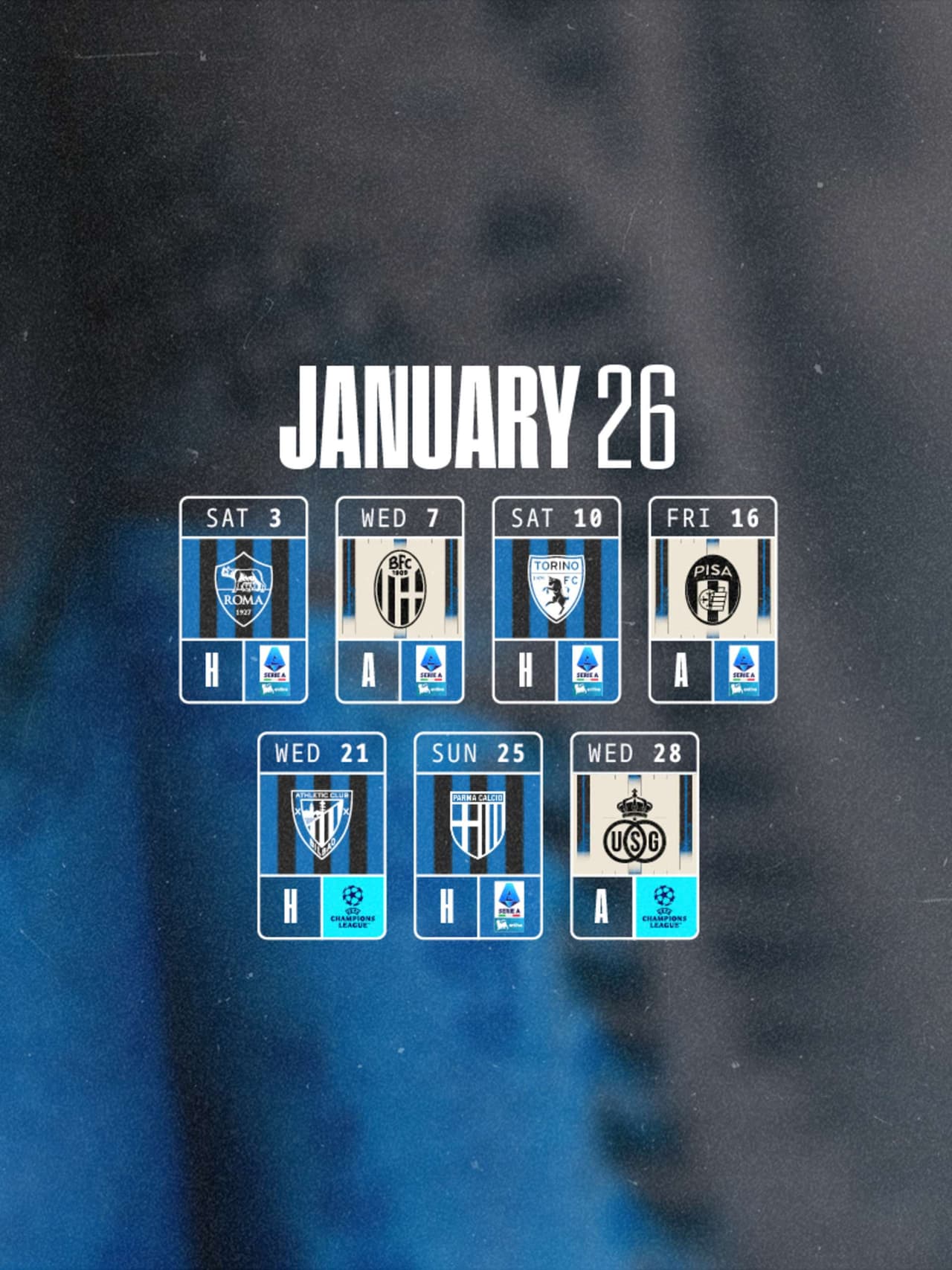 Our monthly schedule, January