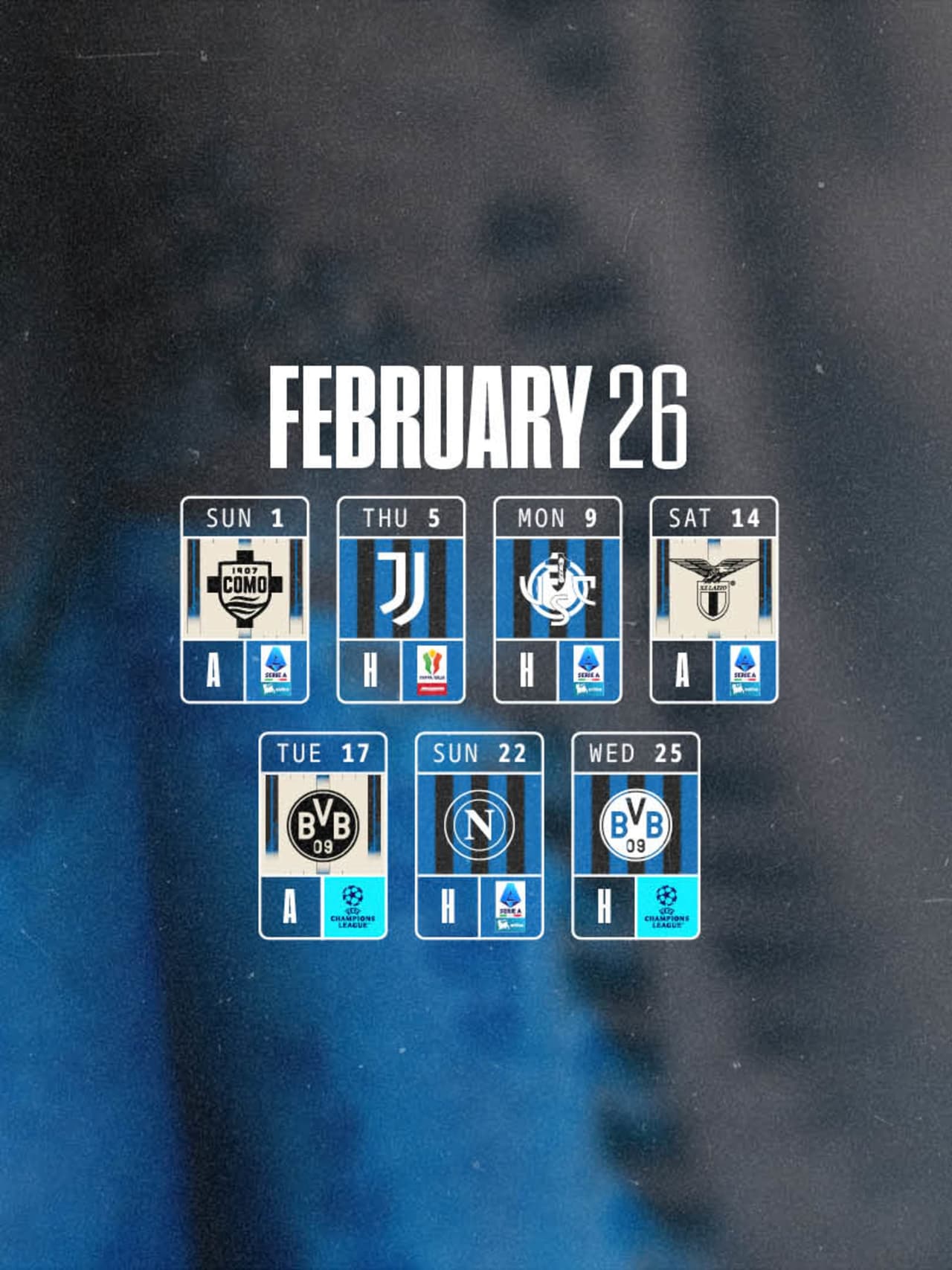 Our monthly schedule, February