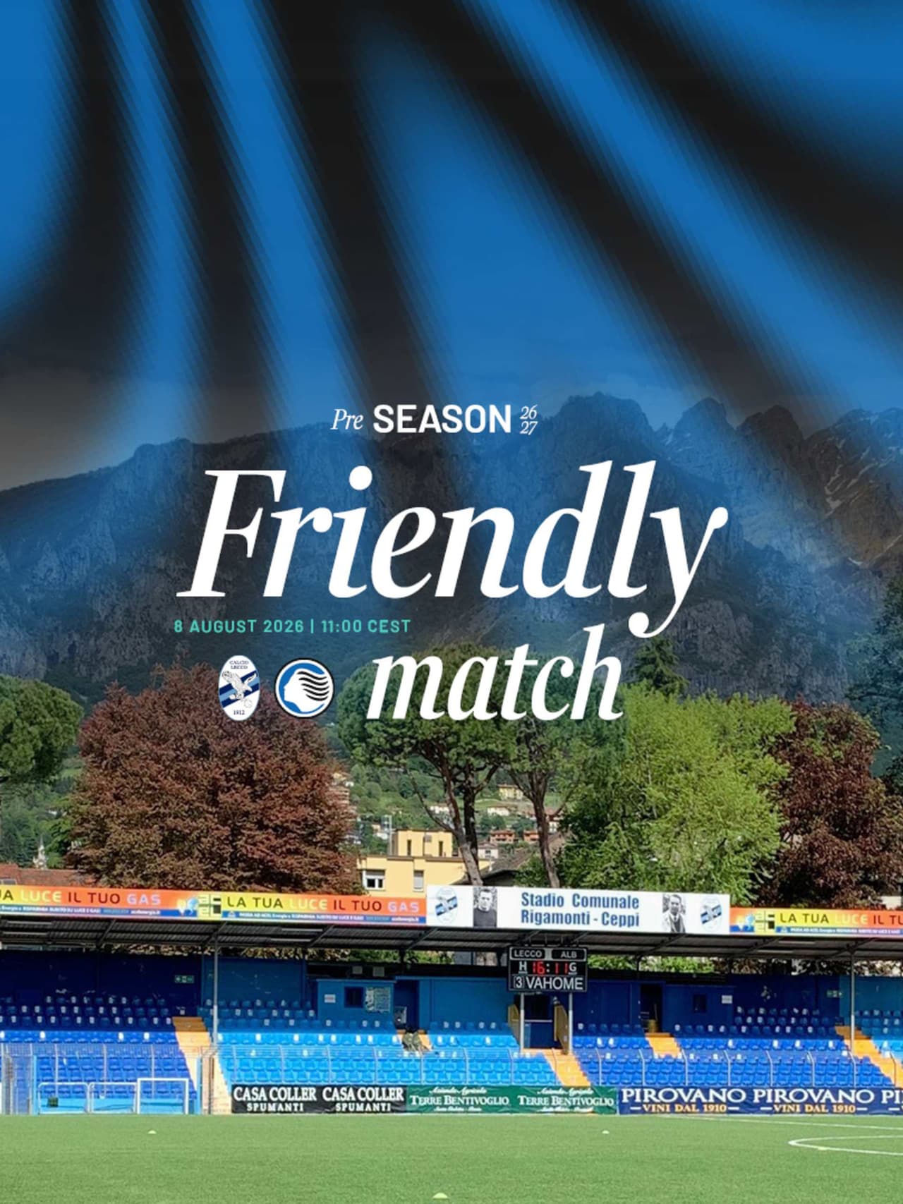U23s, pre-season friendly with Lecco brought forward to 8 August