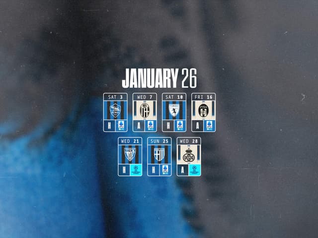 Our monthly schedule, January