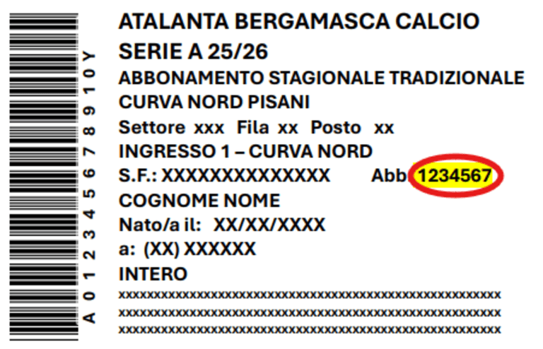 Demo codici tagliando abbonamento 2025-2026